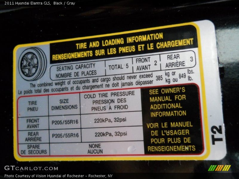 Black / Gray 2011 Hyundai Elantra GLS