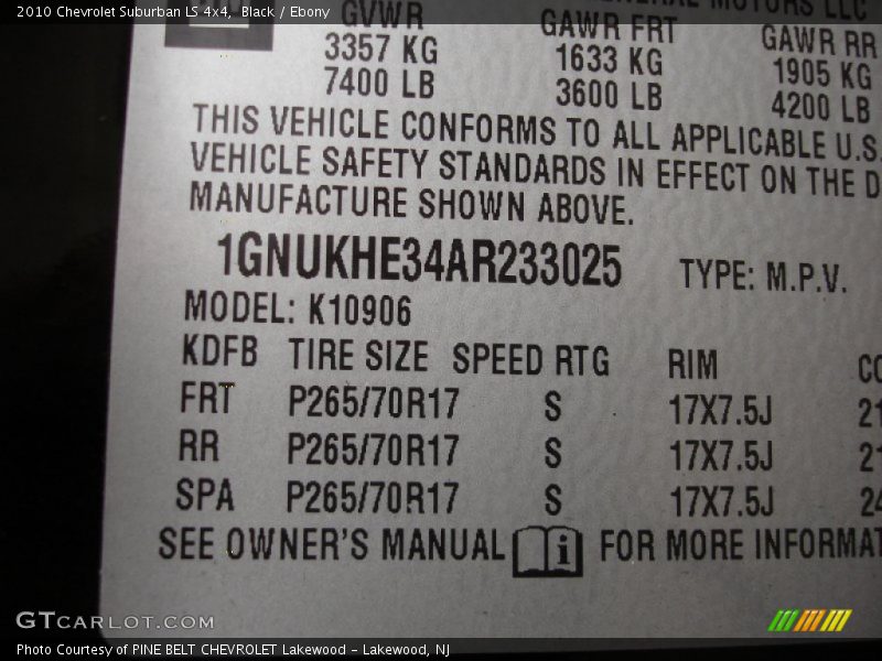 Black / Ebony 2010 Chevrolet Suburban LS 4x4