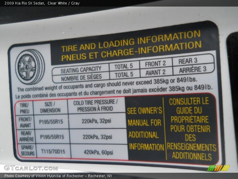 Clear White / Gray 2009 Kia Rio SX Sedan