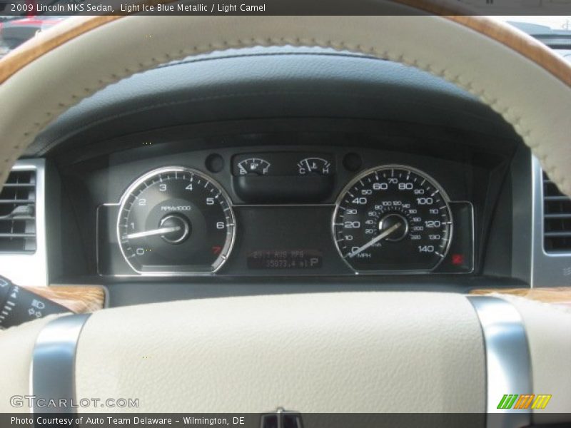 Light Ice Blue Metallic / Light Camel 2009 Lincoln MKS Sedan