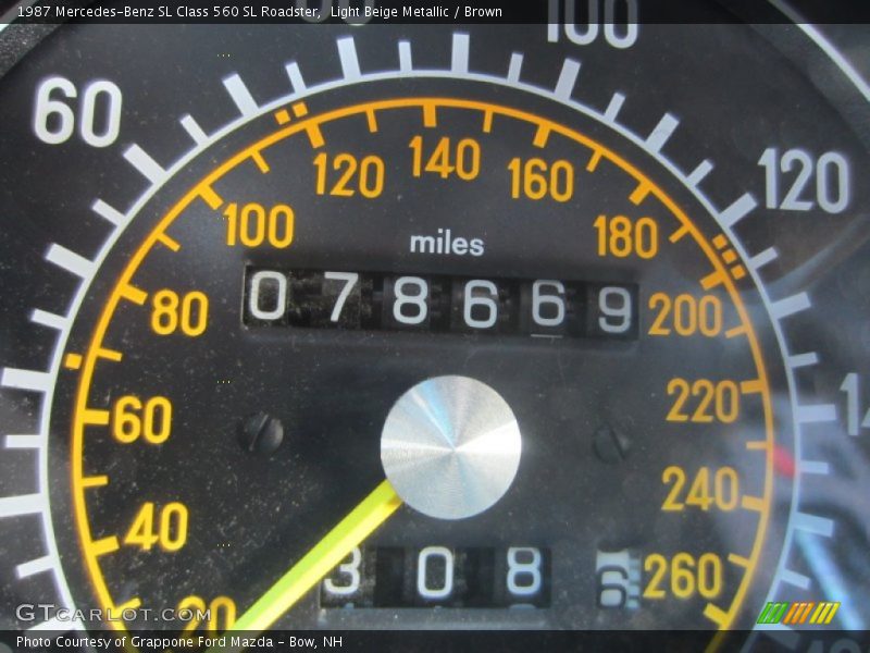 Light Beige Metallic / Brown 1987 Mercedes-Benz SL Class 560 SL Roadster