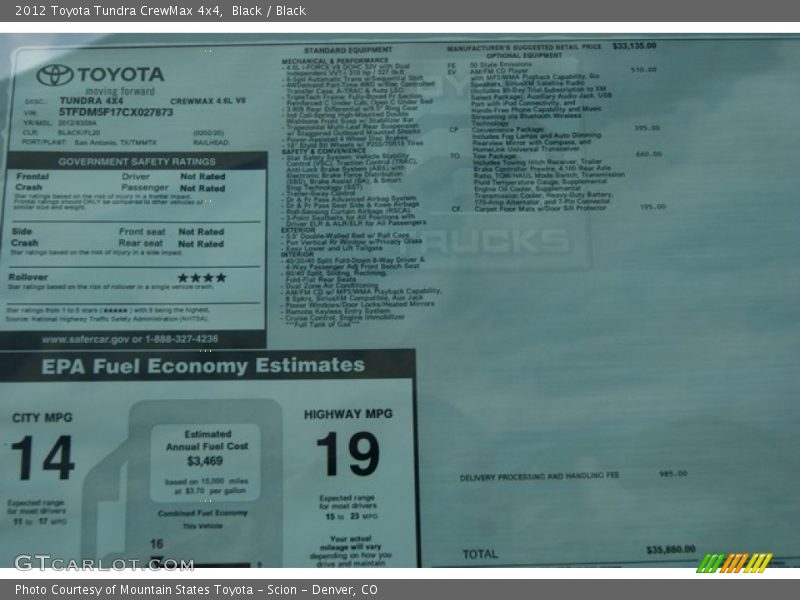 Black / Black 2012 Toyota Tundra CrewMax 4x4