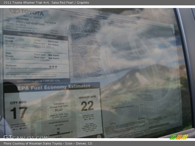 Salsa Red Pearl / Graphite 2011 Toyota 4Runner Trail 4x4