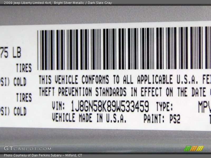 Bright Silver Metallic / Dark Slate Gray 2009 Jeep Liberty Limited 4x4