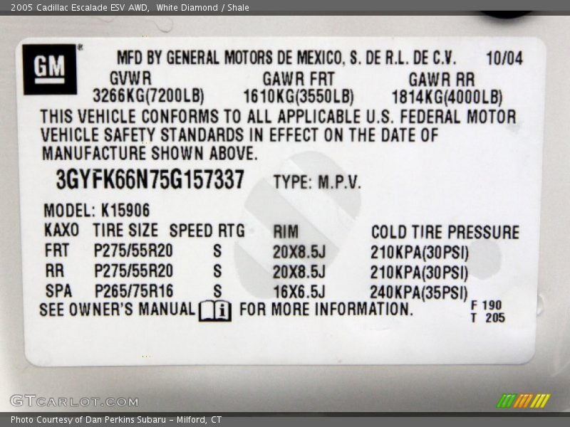 White Diamond / Shale 2005 Cadillac Escalade ESV AWD