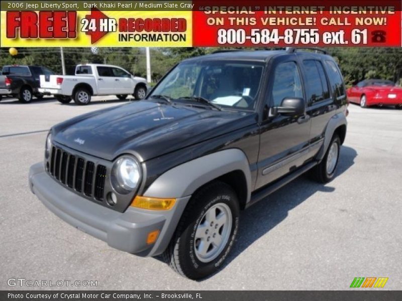 Dark Khaki Pearl / Medium Slate Gray 2006 Jeep Liberty Sport