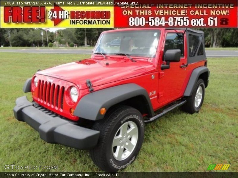 Flame Red / Dark Slate Gray/Medium Slate Gray 2009 Jeep Wrangler X 4x4