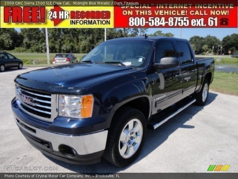 Midnight Blue Metallic / Dark Titanium 2009 GMC Sierra 1500 SLE Crew Cab