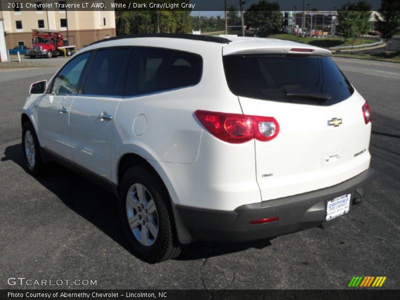White / Dark Gray/Light Gray 2011 Chevrolet Traverse LT AWD