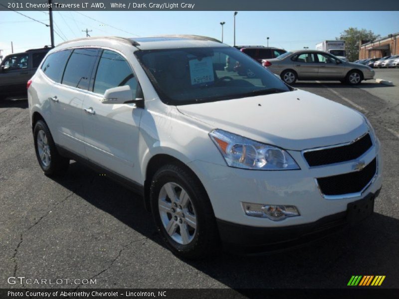 White / Dark Gray/Light Gray 2011 Chevrolet Traverse LT AWD