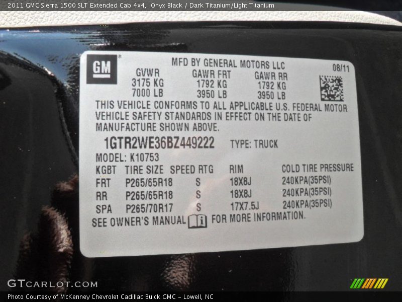 Onyx Black / Dark Titanium/Light Titanium 2011 GMC Sierra 1500 SLT Extended Cab 4x4