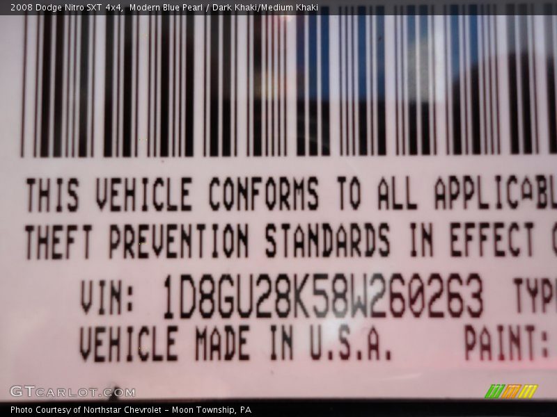 Modern Blue Pearl / Dark Khaki/Medium Khaki 2008 Dodge Nitro SXT 4x4