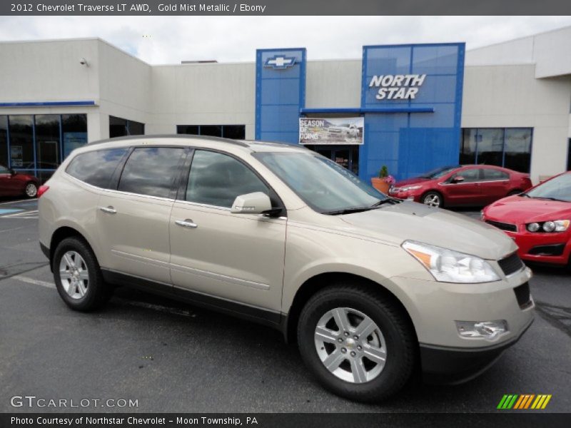 Gold Mist Metallic / Ebony 2012 Chevrolet Traverse LT AWD