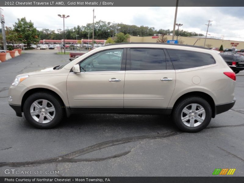 Gold Mist Metallic / Ebony 2012 Chevrolet Traverse LT AWD