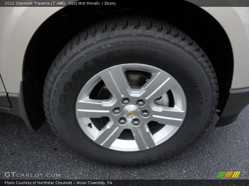 Gold Mist Metallic / Ebony 2012 Chevrolet Traverse LT AWD