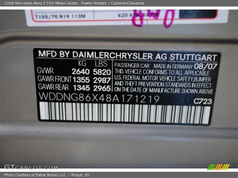 Pewter Metallic / Cashmere/Savanna 2008 Mercedes-Benz S 550 4Matic Sedan