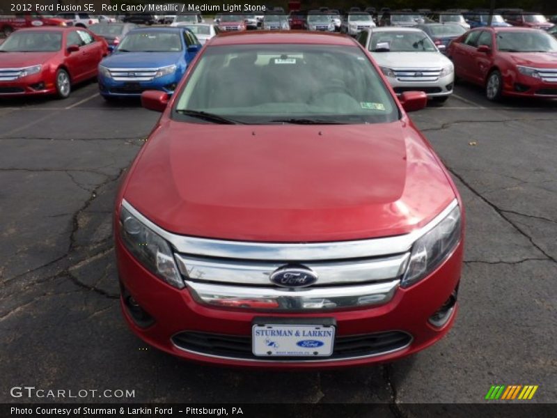 Red Candy Metallic / Medium Light Stone 2012 Ford Fusion SE