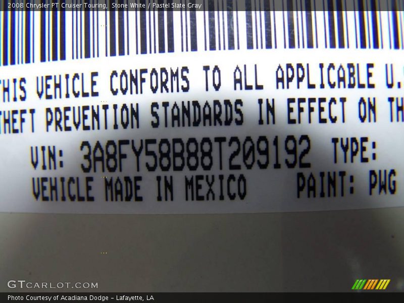 Stone White / Pastel Slate Gray 2008 Chrysler PT Cruiser Touring
