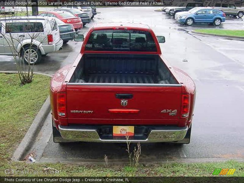 Inferno Red Crystal Pearl / Khaki 2006 Dodge Ram 3500 Laramie Quad Cab 4x4 Dually