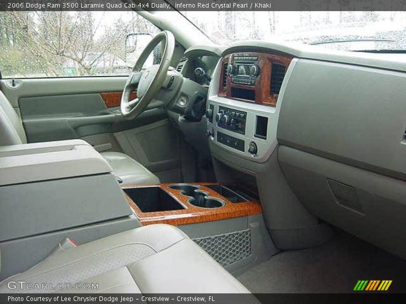 Inferno Red Crystal Pearl / Khaki 2006 Dodge Ram 3500 Laramie Quad Cab 4x4 Dually