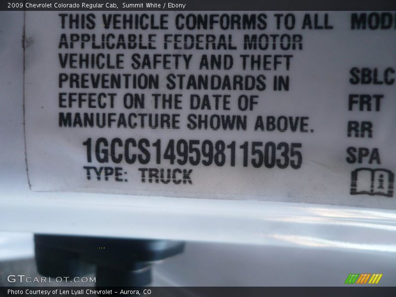 Summit White / Ebony 2009 Chevrolet Colorado Regular Cab