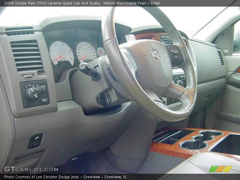 Inferno Red Crystal Pearl / Khaki 2006 Dodge Ram 3500 Laramie Quad Cab 4x4 Dually