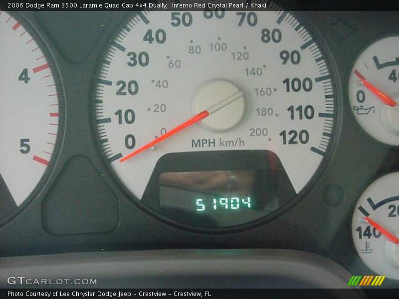 Inferno Red Crystal Pearl / Khaki 2006 Dodge Ram 3500 Laramie Quad Cab 4x4 Dually