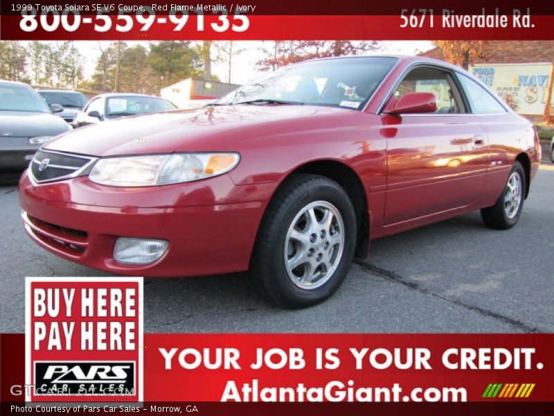 Red Flame Metallic / Ivory 1999 Toyota Solara SE V6 Coupe