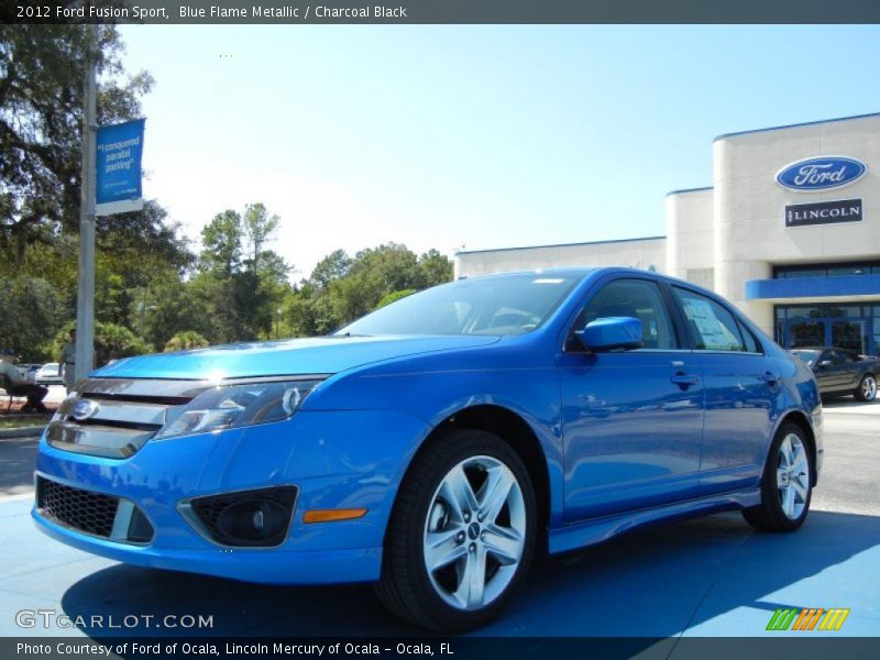 Blue Flame Metallic / Charcoal Black 2012 Ford Fusion Sport