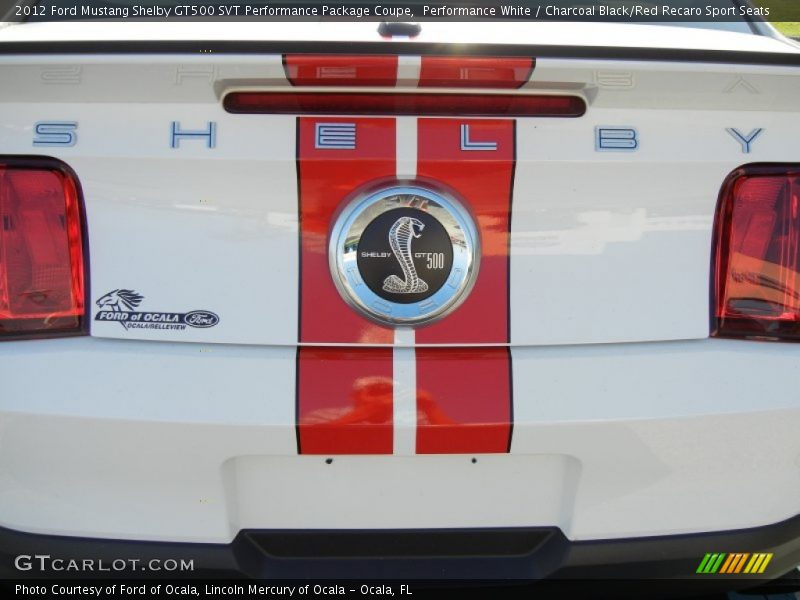 Performance White / Charcoal Black/Red Recaro Sport Seats 2012 Ford Mustang Shelby GT500 SVT Performance Package Coupe