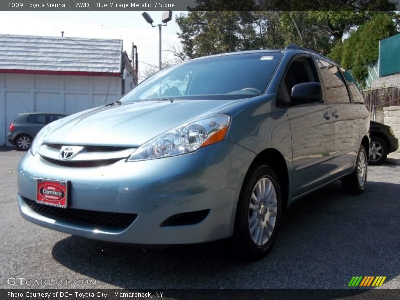 Blue Mirage Metallic / Stone 2009 Toyota Sienna LE AWD