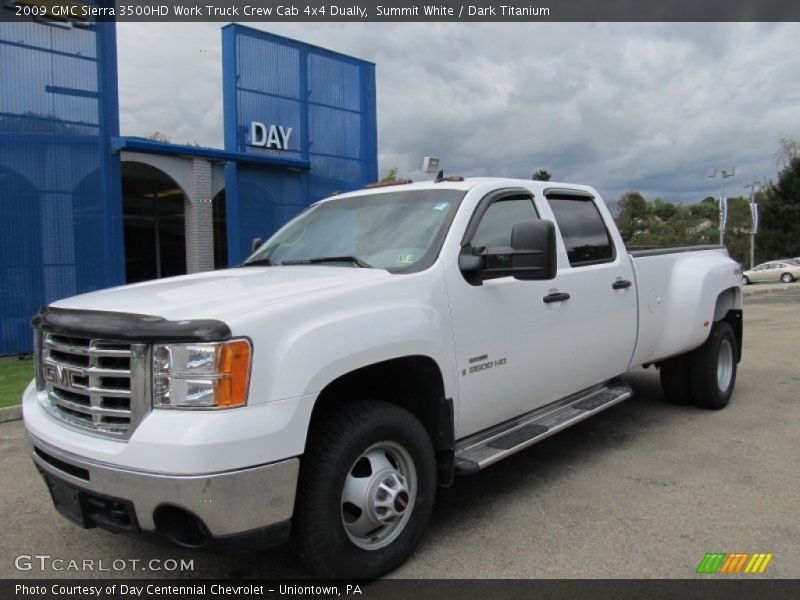 Summit White / Dark Titanium 2009 GMC Sierra 3500HD Work Truck Crew Cab 4x4 Dually
