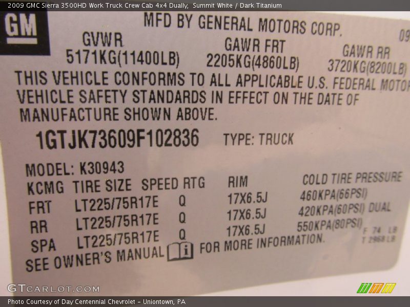 Summit White / Dark Titanium 2009 GMC Sierra 3500HD Work Truck Crew Cab 4x4 Dually