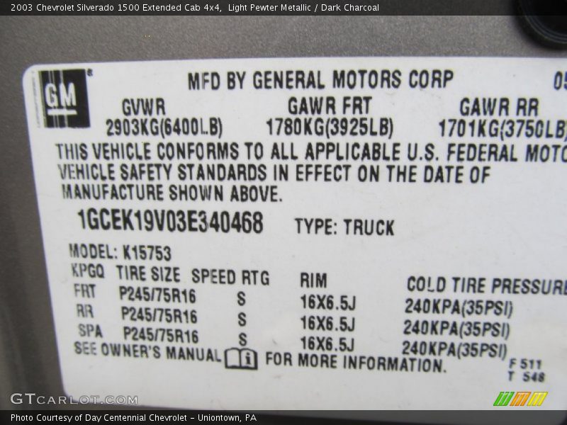 Light Pewter Metallic / Dark Charcoal 2003 Chevrolet Silverado 1500 Extended Cab 4x4