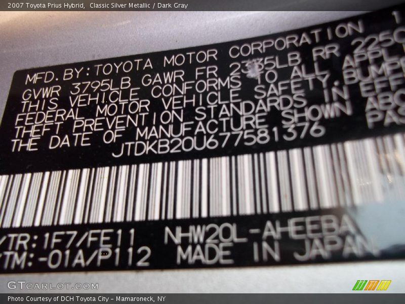 Classic Silver Metallic / Dark Gray 2007 Toyota Prius Hybrid