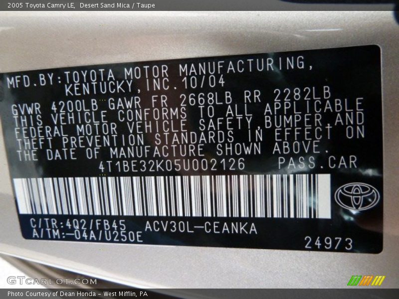 Desert Sand Mica / Taupe 2005 Toyota Camry LE