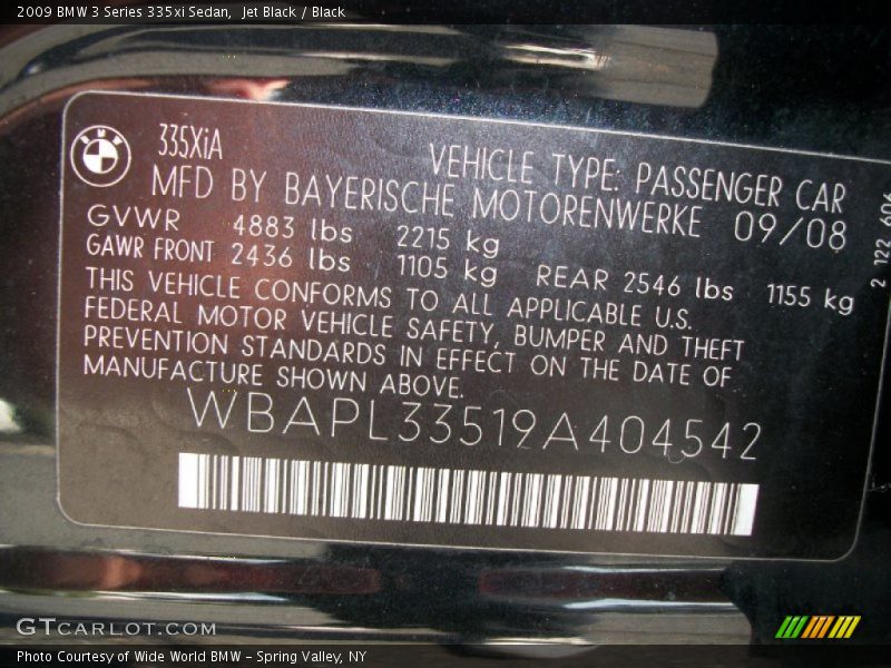 Jet Black / Black 2009 BMW 3 Series 335xi Sedan