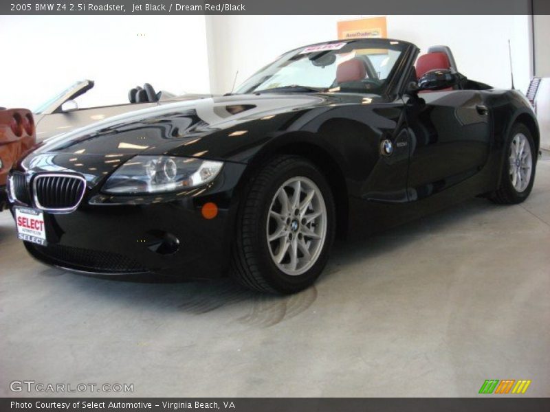 Jet Black / Dream Red/Black 2005 BMW Z4 2.5i Roadster