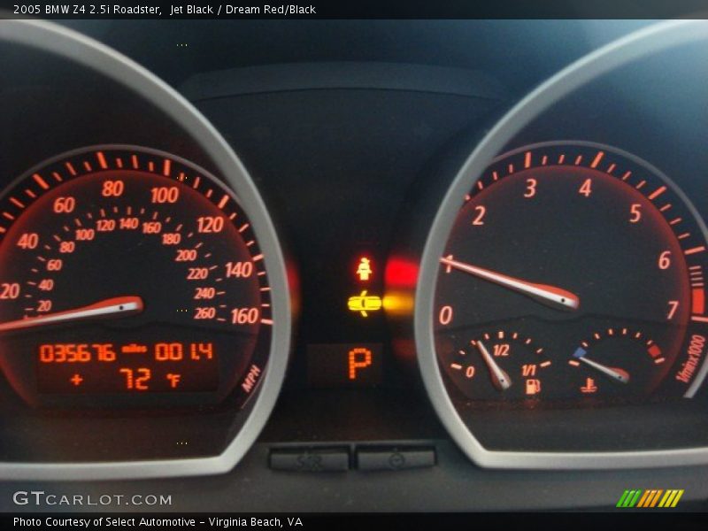 Jet Black / Dream Red/Black 2005 BMW Z4 2.5i Roadster