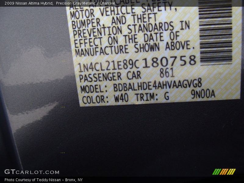 Precision Gray Metallic / Charcoal 2009 Nissan Altima Hybrid