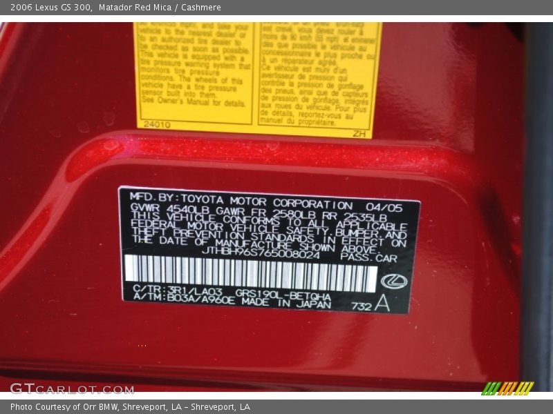 Matador Red Mica / Cashmere 2006 Lexus GS 300