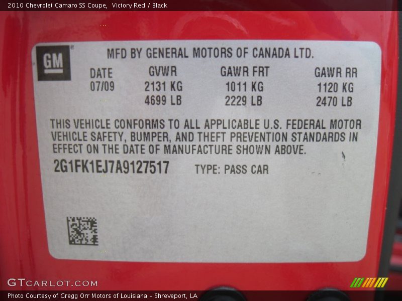 Victory Red / Black 2010 Chevrolet Camaro SS Coupe