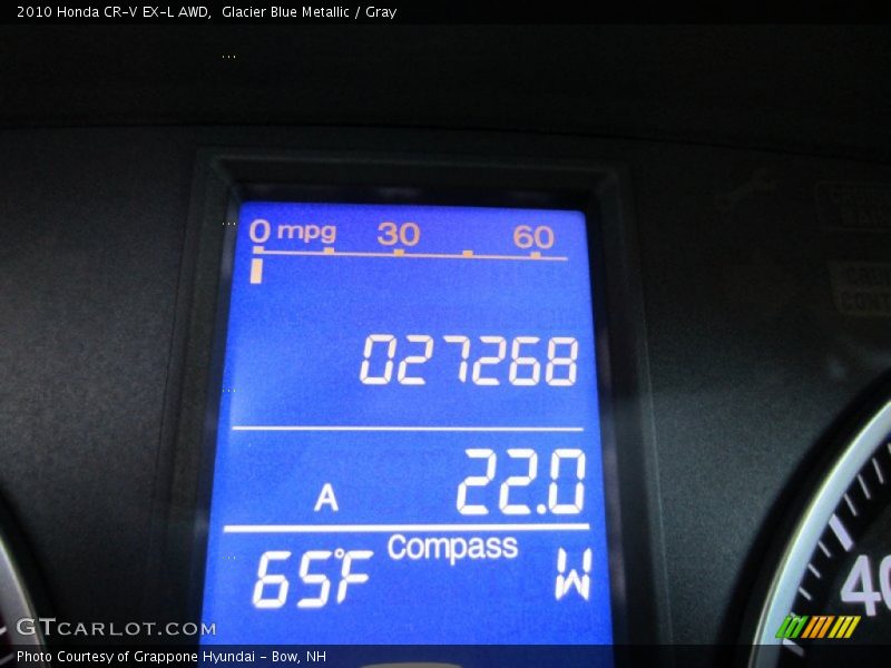 Glacier Blue Metallic / Gray 2010 Honda CR-V EX-L AWD
