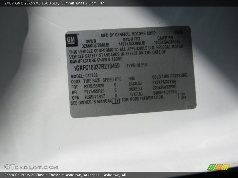 Summit White / Light Tan 2007 GMC Yukon XL 1500 SLT