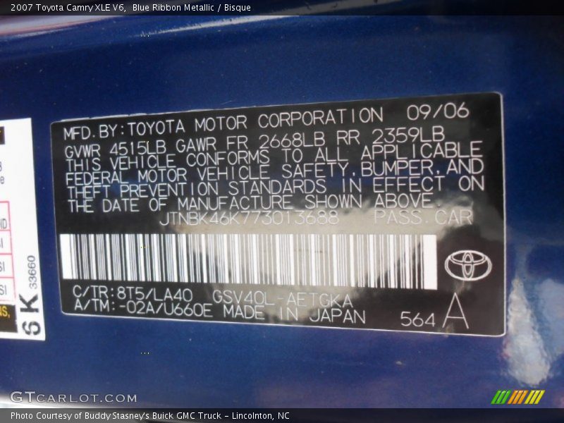 Blue Ribbon Metallic / Bisque 2007 Toyota Camry XLE V6