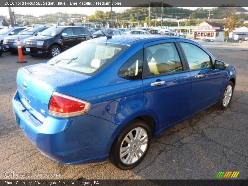 Blue Flame Metallic / Medium Stone 2010 Ford Focus SEL Sedan