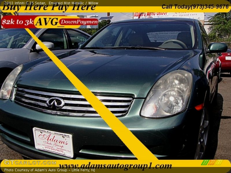 Emerald Mist Metallic / Willow 2003 Infiniti G 35 Sedan