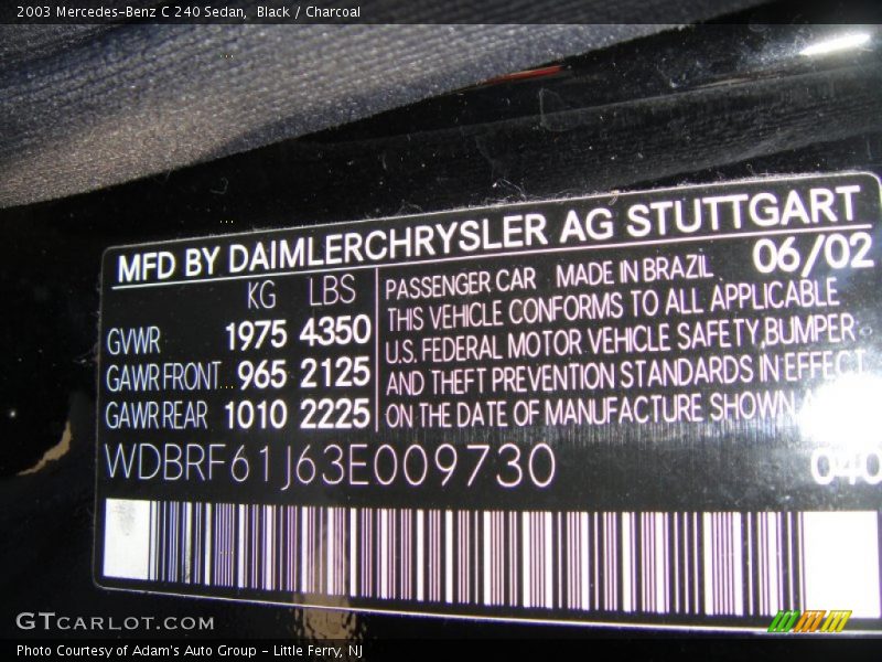 Black / Charcoal 2003 Mercedes-Benz C 240 Sedan