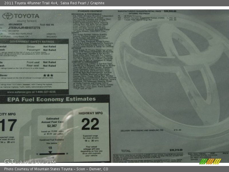 Salsa Red Pearl / Graphite 2011 Toyota 4Runner Trail 4x4