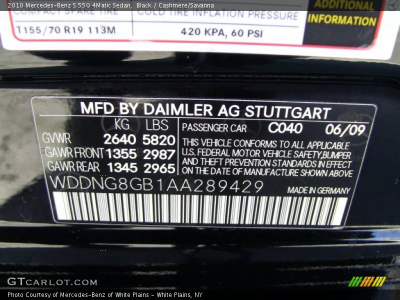 Black / Cashmere/Savanna 2010 Mercedes-Benz S 550 4Matic Sedan